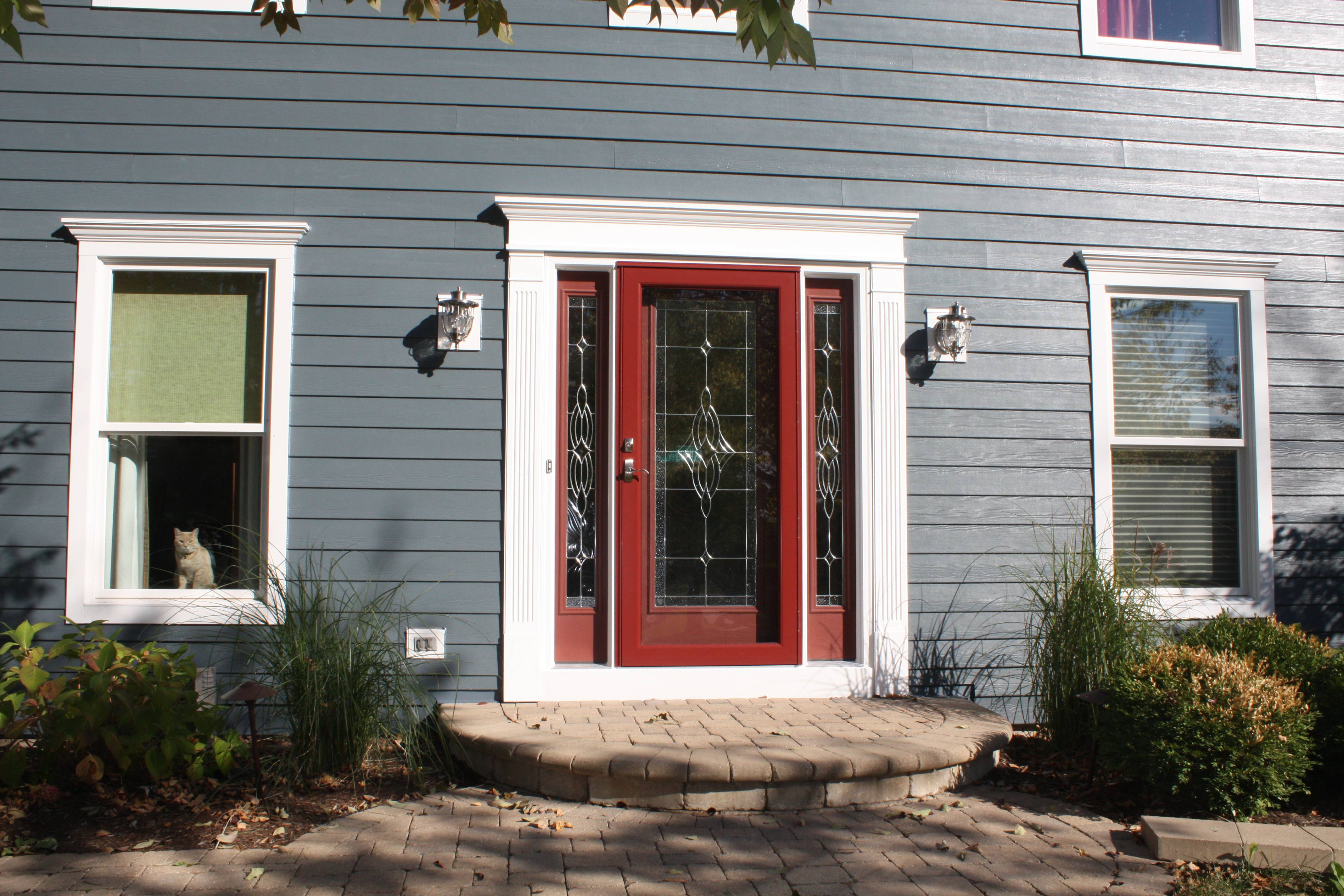 Evening Blue Hardie Plank Siding With Arctic White Trim Pewter