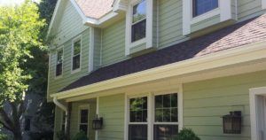 James hardie siding heathered moss and gaf roof timberline