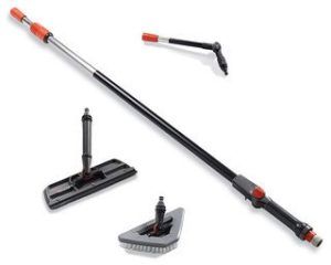 scrub brush kit with long pole and attachments
