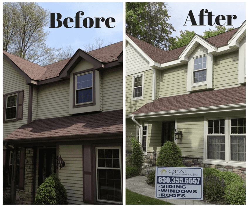 Before and After New SIding & Roof by Opal Enterprises #OpalCurbAppeal