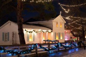 Admiring houses with holiday lights!