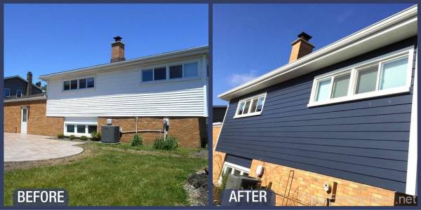 before & After Elmhurst Deep Ocean Siding