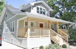 For this Glen Ellyn renovation, we used James Hardie Monterey Taupe siding and Andersen Windows.