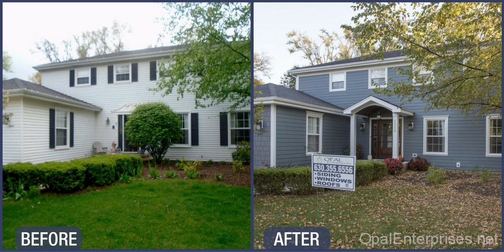 Siding replacement in Naperville IL with James Hardie Evening Blue