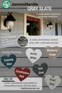 Gray slate Hames hardie siding inspiration graphic