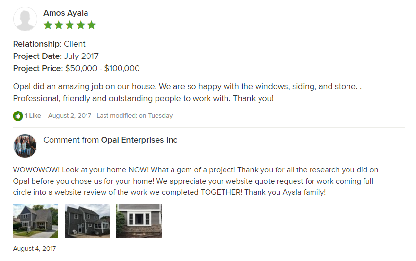 Houzz 5 Star Review ScreenClip
