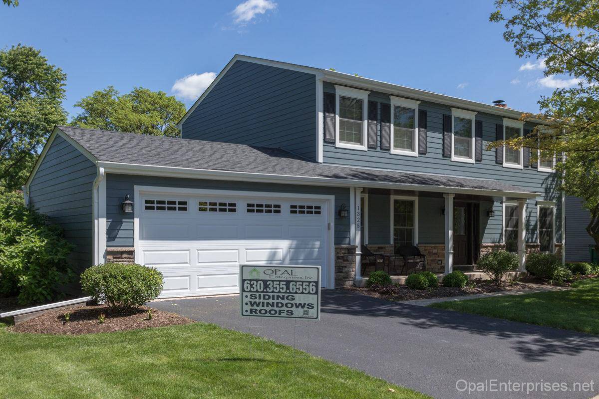home renovation in Naperville with Evening Blue James Hardie siding