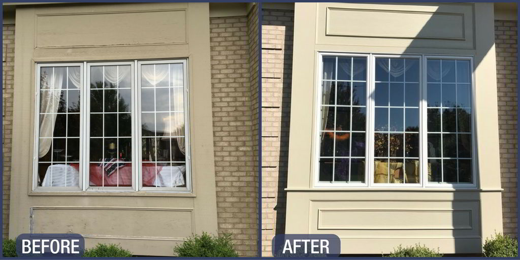 Before & After Andersen Window Replacement in Naperville with decorative trim work