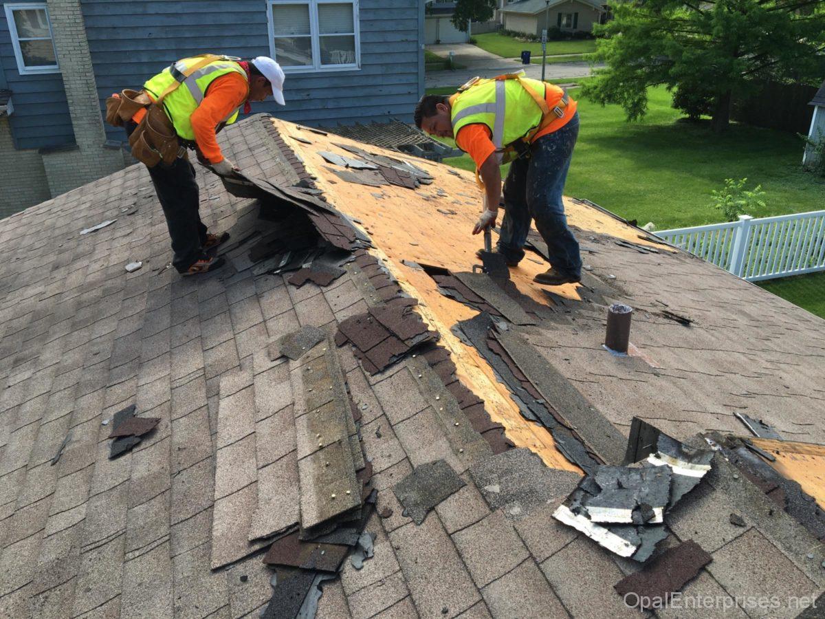 Crews hard at work on a Naperville roof replacement