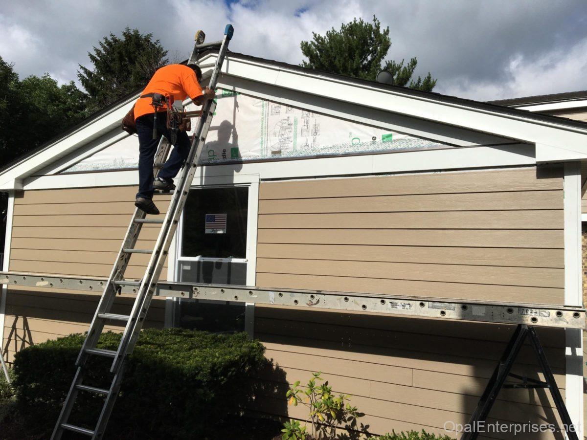 Work in progress on an exterior renovation in Naperville by Opal Enterprises
