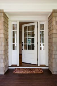 stylish white front door with windows