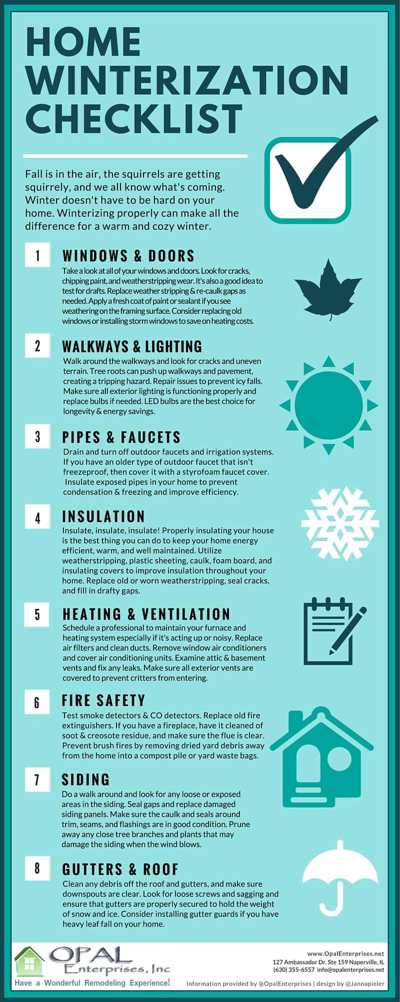 Home Winterization Checklist Infographic by Opal Enterprises
