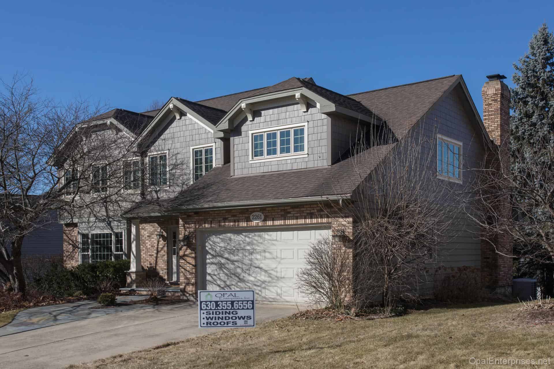 After siding replacement on upper portion of the 2 story home in Naperville, IL