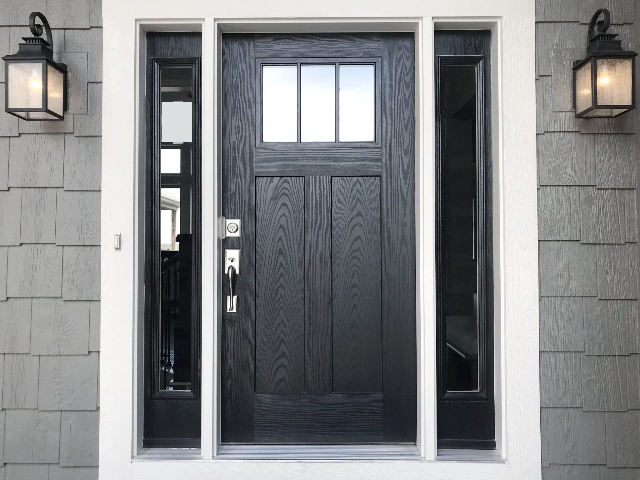 Modern front entry door with glass